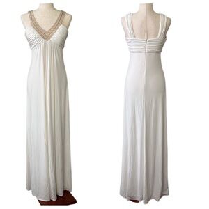 JS Boutique Ruched Embellished Neck Dress